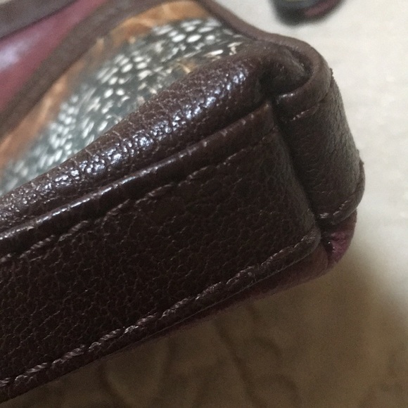 The Sak Pax Feather Design Burgundy Leather Crossbody Bag - Picture 11 of 16